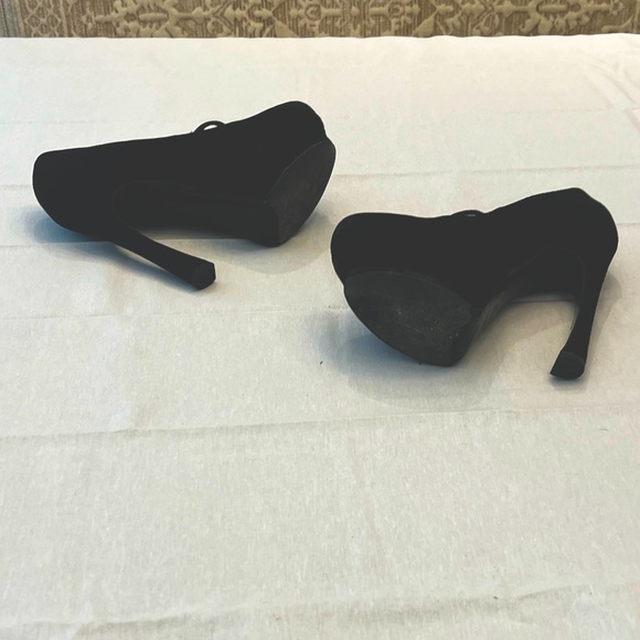 YSL Yves Saint Laurent Brown Suede Tribtoo Mary Jane Platform Heels Size 37 - Picture 5 of 11